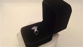 Purple Stone Lady's Silver & Stone Ring 925 Silver 3.04g Size:5
